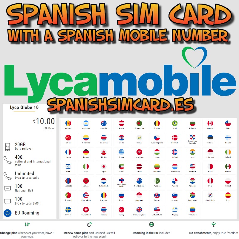 GLOBE 10 SPANISCHE SIM-KARTE LYCAMOBILE SPANIEN