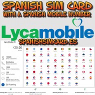GLOBE 20 SPANISH SIM CARD LYCAMOBILE SPAIN