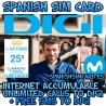 DIGI MOBIL SPAIN UNLIMITED SPANISH PREPAID SIM CARD GB + UNLIMITED CALLS AND 1000 FREE SMS DIGI (MOVISTAR)