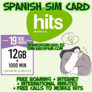 HITS MOBILE SPANISH PREPAID SIM CARD 3GB + 500' INTERNATIONAL + 1000' HITS