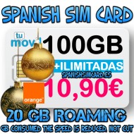 TUMOVIL SPAIN PREPAID SPANISCH SIM-KARTE 100 GB UNBEGRENZTE NATIONALE GESPRÄCHE (Orange)
