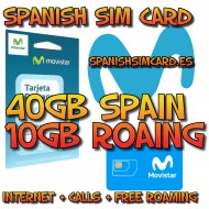 MOVISTAR ESPAÑA PREPAGO PLUS TARJETA SIM ESPAÑOLA 40GB INTERNET + 200' INTERNACIONALES