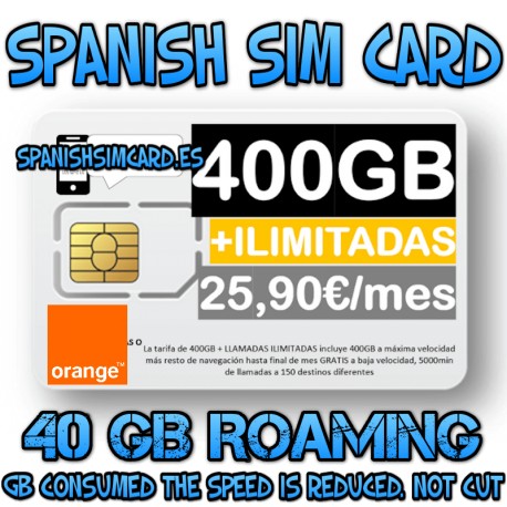 TUMOVIL SPAIN PREPAID SPANISH SIM CARD 250 GB UNLIMITED NATIONAL CALLS (Orange)